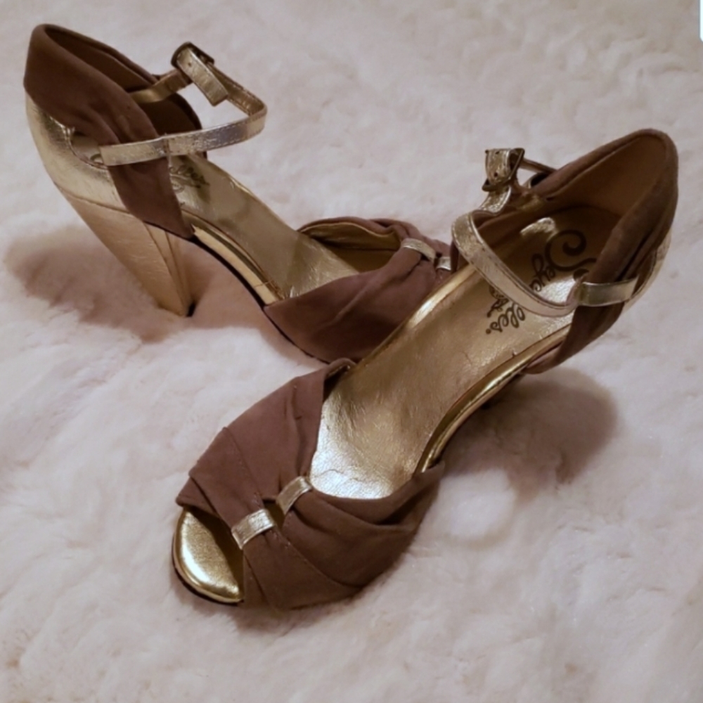 Seychelles metallic & taupe heels - Picture 1 of 6